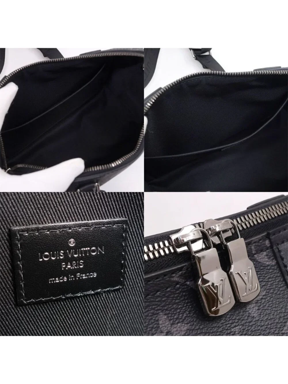 Louis Vuitton City Keepall Shoulder Bag Monogram Eclipse Reverse Black Silver